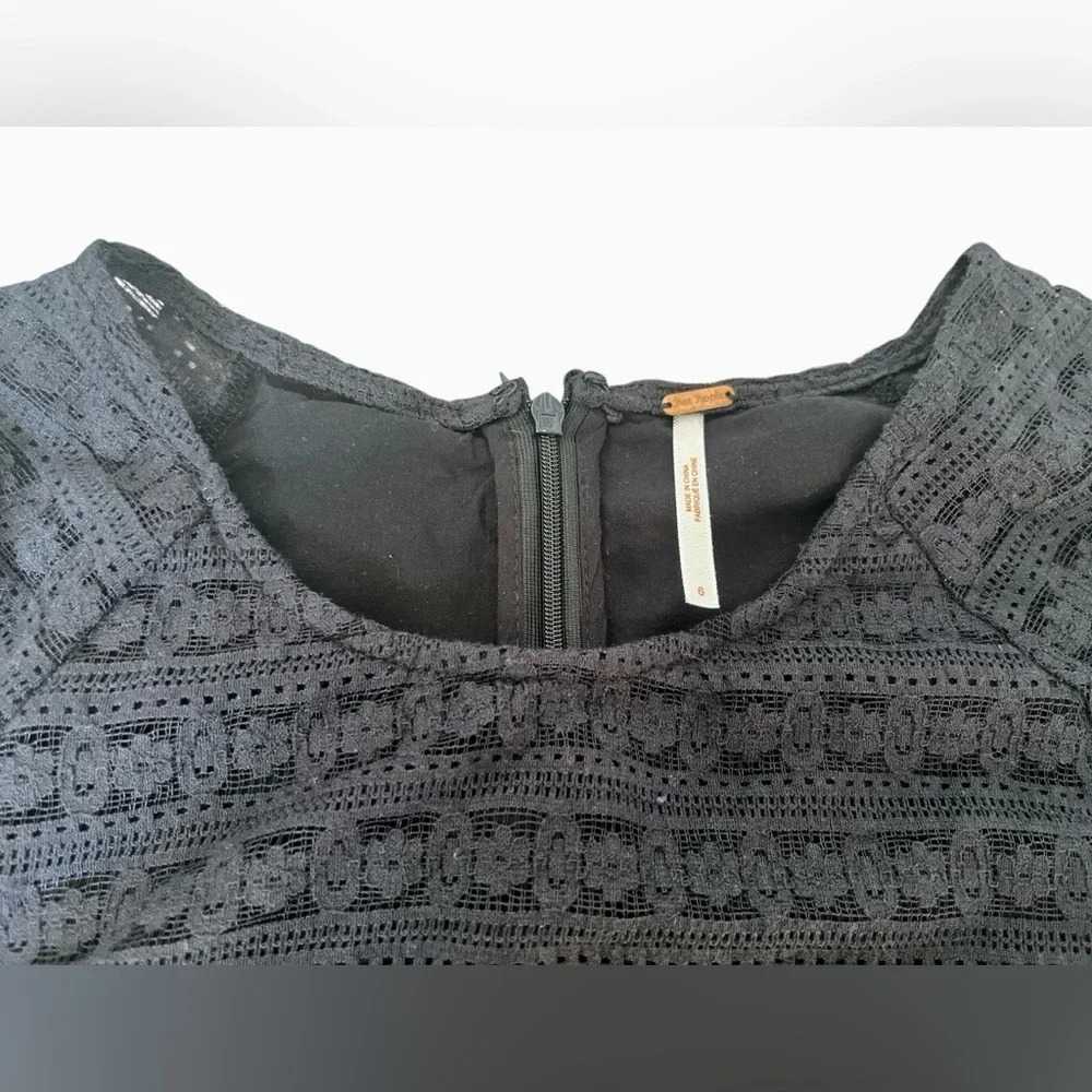 Free People Ladies Black Mini Lace Dress, Size 6 - Picture 6 of 8